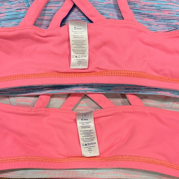Set of 2 Ivivva Colorful Crisscross Sports Bras Vitality and Space Dye Pink Blue - Picture 3 of 3